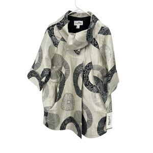 NWT Joseph Ribkoff Jacket Puff Detail Black Beige Silver Size 10